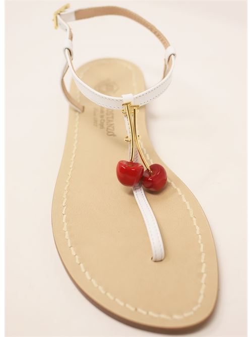 Capri sandals with jeweled cherries Da Costanzo | CHERRYSANDALSBIANCO